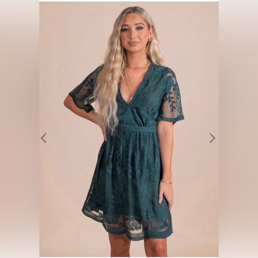 Dark Green/Teal Boho Lace Dress